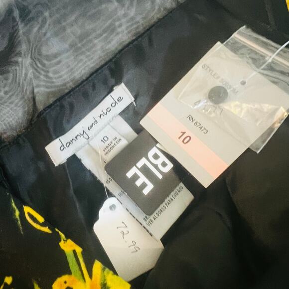 Danny & Nicole Floral Print Belted Sleeveless Dress Size 10 NWT Black Yellow - Picture 3 of 6